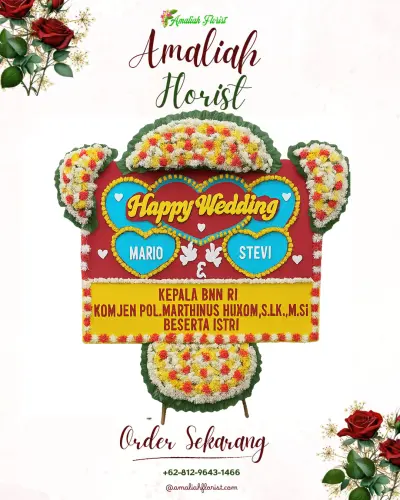 Karangan Papan Bunga Pernikahan di Karang Baru